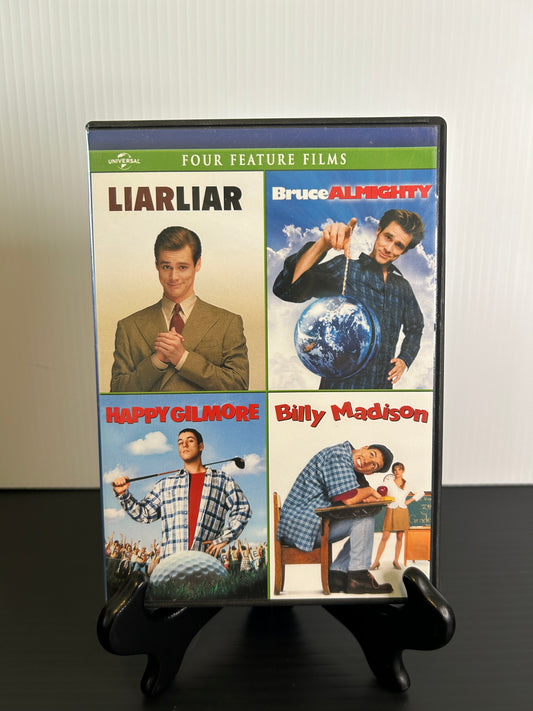 Four Feature Films: Liar Liar, Bruce Almighty, Happy Gilmore, and Billy Madison (Used)