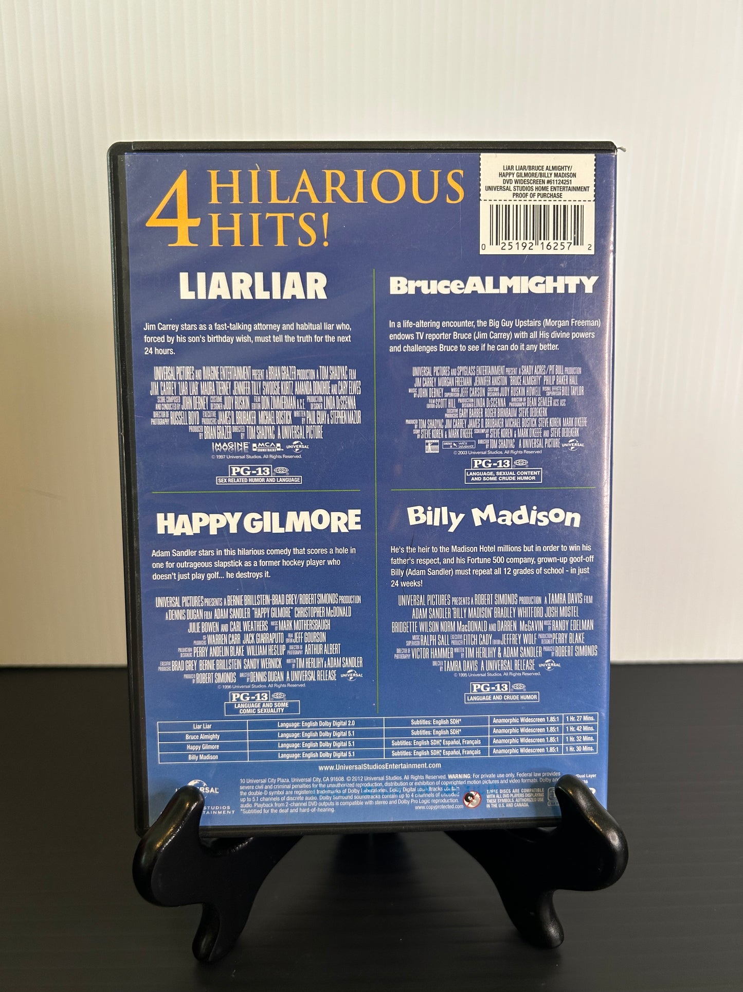 Four Feature Films: Liar Liar, Bruce Almighty, Happy Gilmore, and Billy Madison (Used)